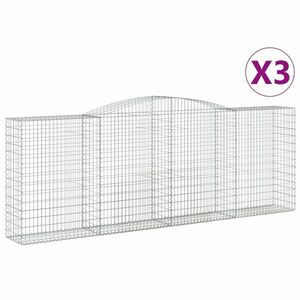 vidaXL 3 db íves horganyzott vas gabion kosár 400x50x140/160 cm kép