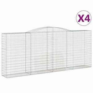 vidaXL 4 db íves horganyzott vas gabion kosár 400x50x160/180 cm kép