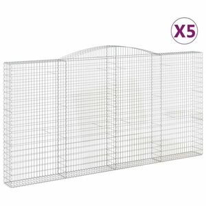 vidaXL 5 db íves horganyzott vas gabion kosár 400x30x200/220 cm kép