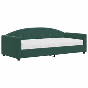 vidaXL zöld bársony heverő matraccal 90 x 200 cm kép
