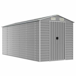 vidaXL világosszürke horganyzott acél kerti fészer 191 x 470 x 198 cm kép