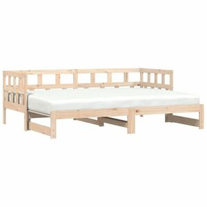 vidaXL tömör fenyőfa kihúzható kanapéágy 90 x 190 cm kép