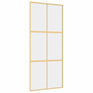 vidaXL aranyszínű átlátszó ESG üveg és alumínium tolóajtó 90 x 205 cm kép