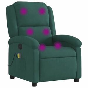 vidaXL sötétzöld bársony dönthető masszázsfotel kép