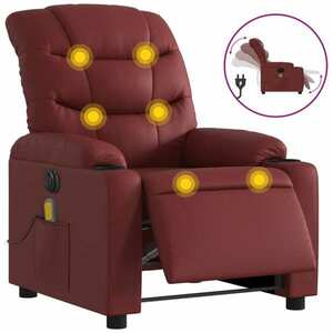 Piros műbőr dönthető elektromos masszázsfotel kép