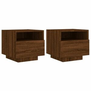 vidaXL 2 db barna tölgy színű éjjeliszekrény LED-ekkel 40 x 39 x 37 cm kép