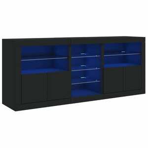 vidaXL fekete tálalószekrény LED-világítással 181, 5x37x67 cm kép
