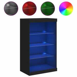 vidaXL fekete tálalószekrény LED-világítással 60, 5 x 37 x 100 cm kép
