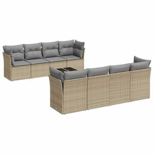 vidaXL 9-részes bézs polyrattan kerti ülőgarnitúra párnákkal kép