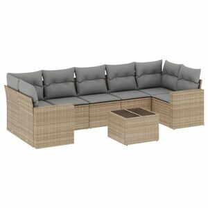 vidaXL 8 részes bézs polyrattan kerti ülőgarnitúra párnával kép