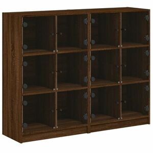 vidaXL barna tölgy színű szerelt fa könyvespolc ajtókkal 136x37x109 cm kép