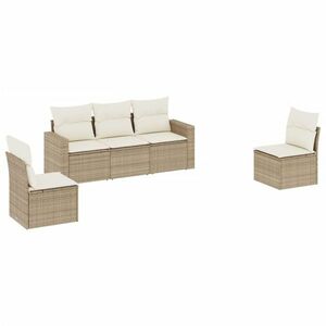 vidaXL 5 részes bézs polyrattan kerti ülőgarnitúra párnákkal kép