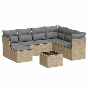 vidaXL 8 részes bézs polyrattan kerti ülőgarnitúra párnával kép