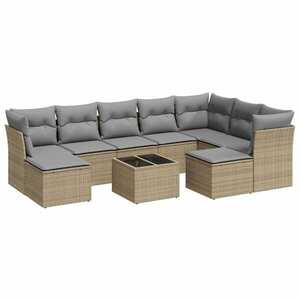 vidaXL 10 részes bézs polyrattan kerti ülőgarnitúra párnával kép