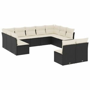 vidaXL 11 részes fekete polyrattan kerti ülőgarnitúra párnákkal kép