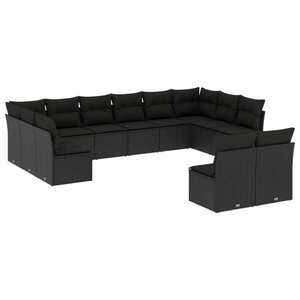 vidaXL 12 részes fekete polyrattan kerti ülőgarnitúra párnákkal kép