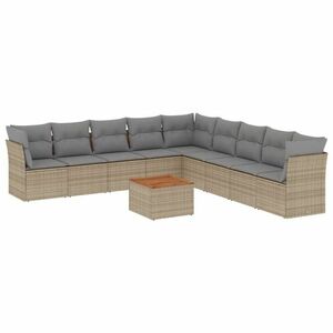 vidaXL 10 részes bézs polyrattan kerti ülőgarnitúra párnával kép