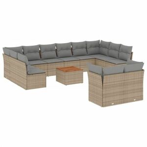 vidaXL 13 részes bézs polyrattan kerti ülőgarnitúra párnákkal kép