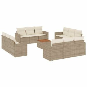 vidaXL 13 részes bézs polyrattan kerti ülőgarnitúra párnákkal kép