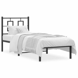 Fekete fém ágykeret fejtámlával 75 x 190 cm kép