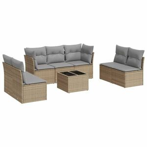 vidaXL 8 részes bézs polyrattan kerti ülőgarnitúra párnával kép