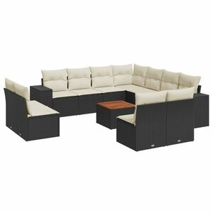 vidaXL 12 részes fekete polyrattan kerti ülőgarnitúra párnákkal kép