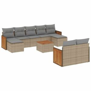 vidaXL 10 részes bézs polyrattan kerti ülőgarnitúra párnával kép