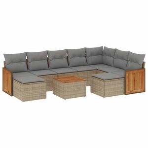 vidaXL 10 részes bézs polyrattan kerti ülőgarnitúra párnával kép