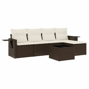 vidaXL 6 részes barna polyrattan kerti ülőgarnitúra párnával kép