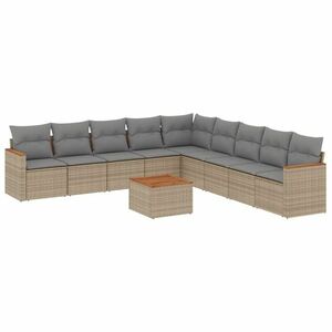 vidaXL 10 részes bézs polyrattan kerti ülőgarnitúra párnával kép