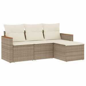 vidaXL 4 részes bézs polyrattan kerti ülőgarnitúra párnákkal kép