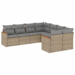 vidaXL 8 részes bézs polyrattan kerti ülőgarnitúra párnával kép