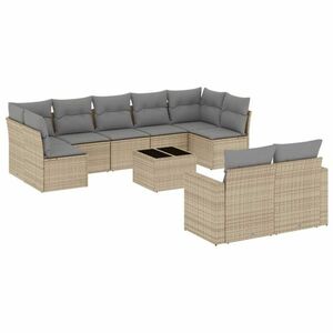 vidaXL 10 részes bézs polyrattan kerti ülőgarnitúra párnával kép