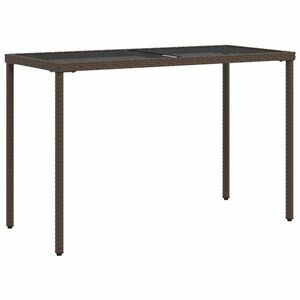 vidaXL barna polyrattan üveglapos kerti asztal 115x54x74 cm kép
