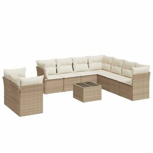 vidaXL 10 részes bézs polyrattan kerti ülőgarnitúra párnával kép