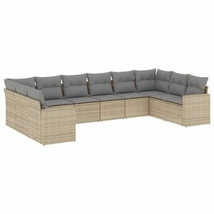 vidaXL 10 részes bézs polyrattan kerti ülőgarnitúra párnával kép