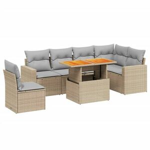 vidaXL 7 részes bézs polyrattan kerti ülőgarnitúra párnákkal kép