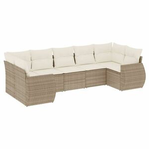 vidaXL 7 részes bézs polyrattan kerti ülőgarnitúra párnákkal kép