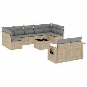 vidaXL 10 részes bézs polyrattan kerti ülőgarnitúra párnával kép