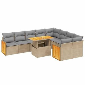 vidaXL 10 részes bézs polyrattan kerti ülőgarnitúra párnával kép