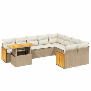 vidaXL 10 részes bézs polyrattan kerti ülőgarnitúra párnával kép