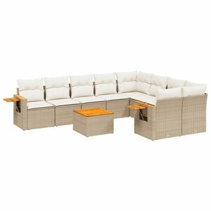 vidaXL 10 részes bézs polyrattan kerti ülőgarnitúra párnával kép