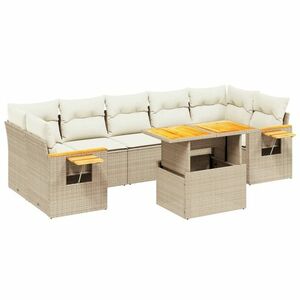 vidaXL 8 részes bézs polyrattan kerti ülőgarnitúra párnával kép