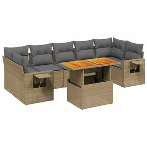vidaXL 8 részes bézs polyrattan kerti ülőgarnitúra párnával kép