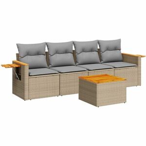 vidaXL 5 részes bézs polyrattan kerti ülőgarnitúra párnákkal kép