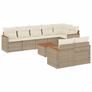 vidaXL 9-részes bézs polyrattan kerti ülőgarnitúra párnákkal kép