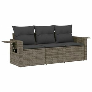 vidaXL 3 részes szürke polyrattan kerti ülőgarnitúra párnákkal kép