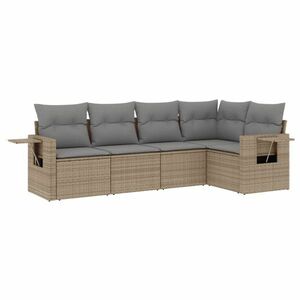 vidaXL 5 részes bézs polyrattan kerti ülőgarnitúra párnákkal kép