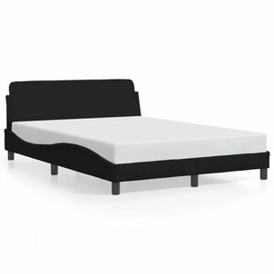 Fekete szövet ágykeret fejtámlával 140 x 190 cm kép