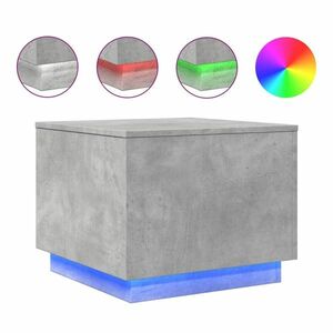 vidaXL betonszürke dohányzóasztal LED-lámpákkal 50 x 50 x 40 cm kép